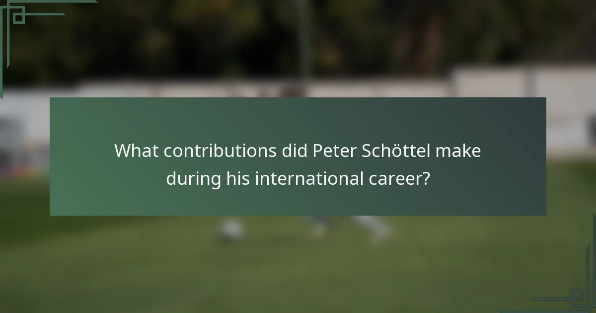 What contributions did Peter Schöttel make during his international career?